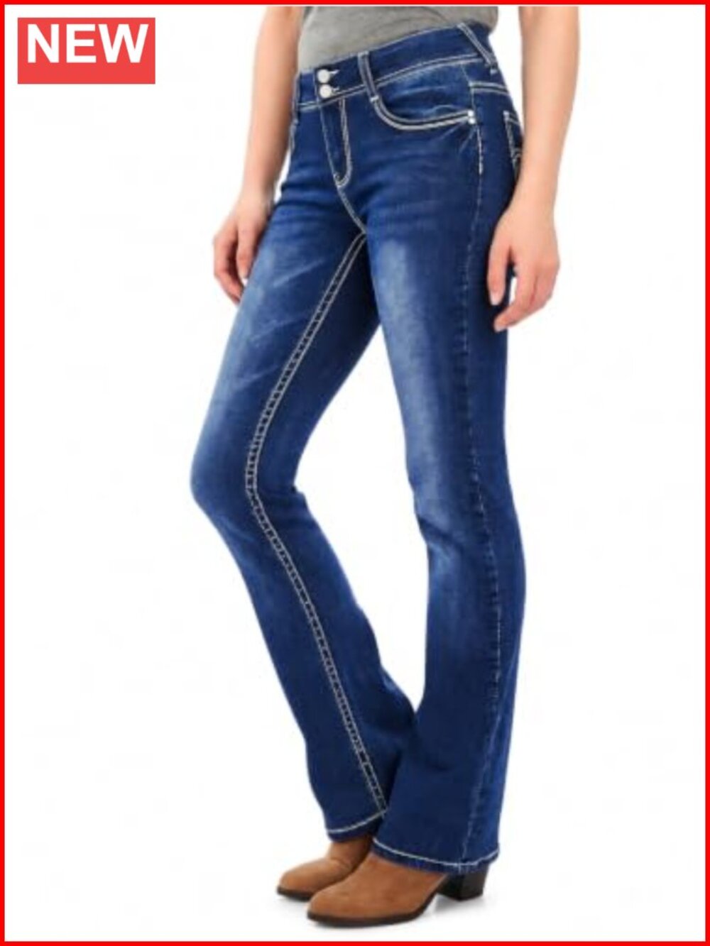 Women's Bootcut Jeans Mid Rise Stretch Denim Curvy Fit